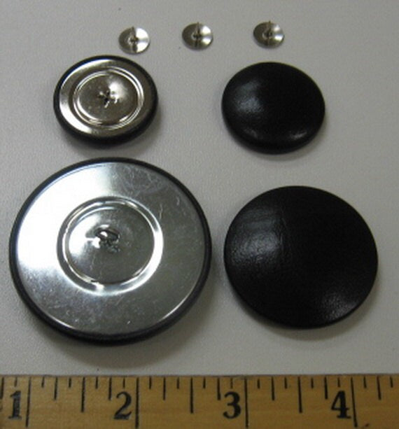 Leather Covered Button set #16 Black