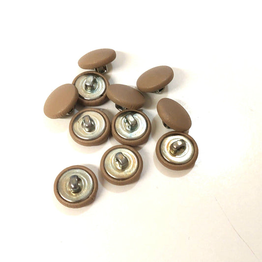 Cowhide Covered, Hopper Back Buttons in Coffee Mushroom (10 PC.)