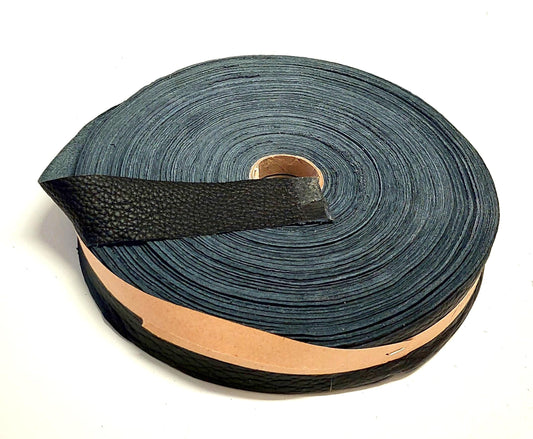 1-1/2" Flat, Cowhide Leather Binding in Black Laguna (2 YDS) 1500FDG trim tape; edge binding; leather tape