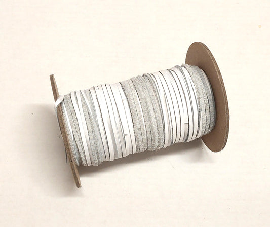 1/8" Flat, Cowhide Leather Lacing in White  Duquesa (10 YDS) 0125NDB - jewelry; dream catchers; tassels; DIY; fringe