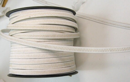 3/8" Cowhide Leather Covered Elastic in  White (1 yd)