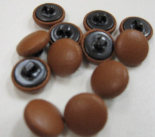 10 Cowhide Leather Covered Buttons 24 Line, Cognac 5/8" (16mm)