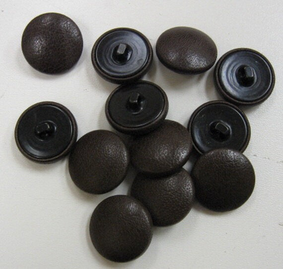 Lamb Leather Covered Buttons Medium Brown - Various Sizes - Hopper Back 36 line; 30 line or 24 line
