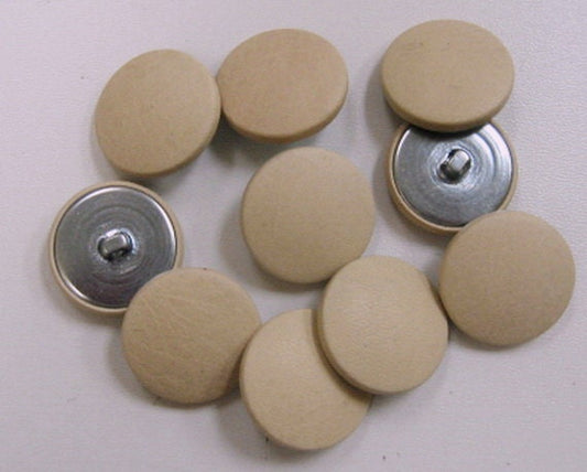 10 Cowhide Leather Covered Buttons 40 Line, 1" (25.5mm) Beige