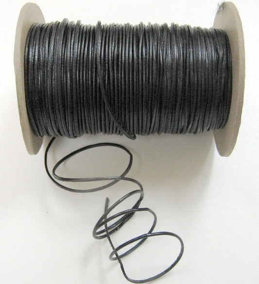 Genuine Black Kid Leather Round Leather Lacing 1/16" 5 yds 070XK9