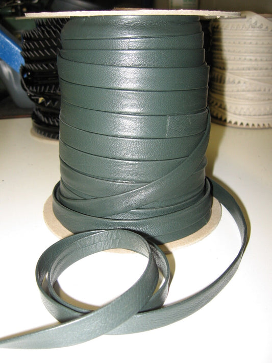 Genuine Lambskin Leather Stripping, 1/2" Double-folded, in Green (5 yds) SM0500BL