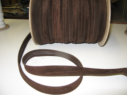 Genuine Pig Suede Stripping 3/4" Open Fold,  Brown (5 yds) SM0750CP ; edge binding; leather strips; leather crafts