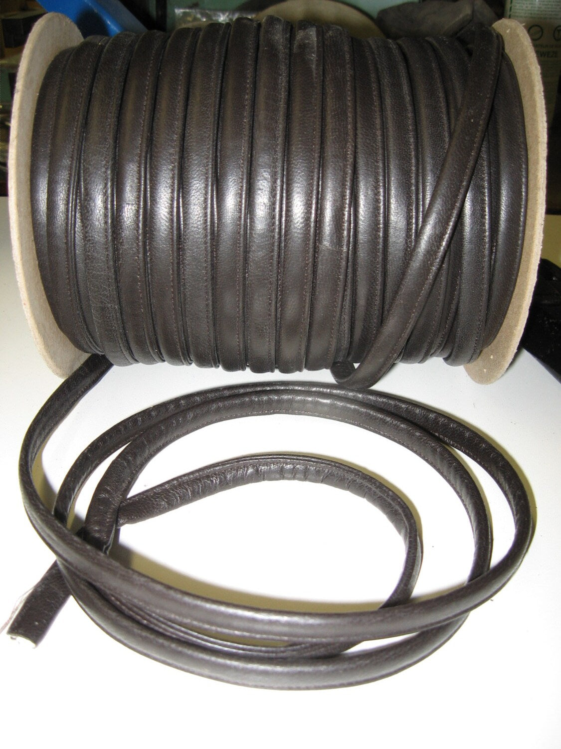 Genuine Lambskin Soft, Round Leather Cord 3/8"  in Dark Brown (3 yds) SM3216XL
