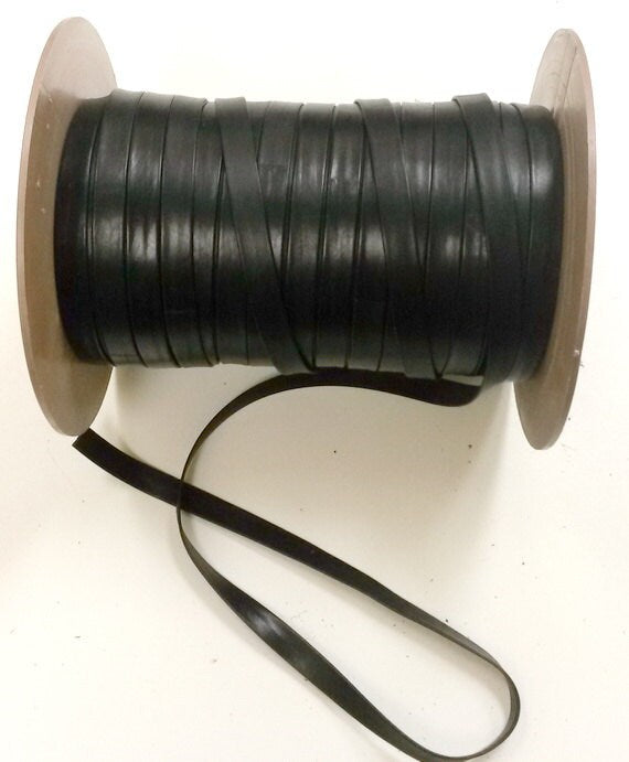 1/2" Double Folded reinforced, Cowhide Leather Stripping in Black Fuji (2YDS) 3702XHD