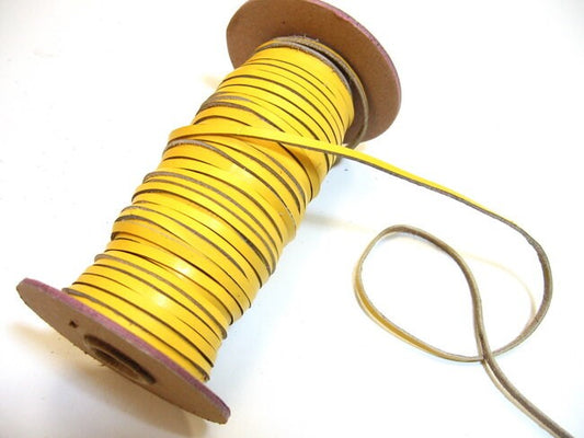 Genuine Cowhide Leather Lacing 1/8" Light Yellow (10 yds) 0125NC5 - - jewelry; dream catchers; tassels; DIY; fringe