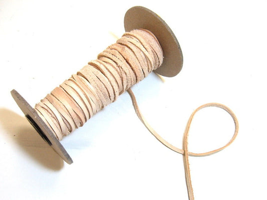 Genuine cowhide leather lacing 1/8" Cream (10 yds) 0125NCB - jewelry; dream catchers; tassels; DIY; fringe