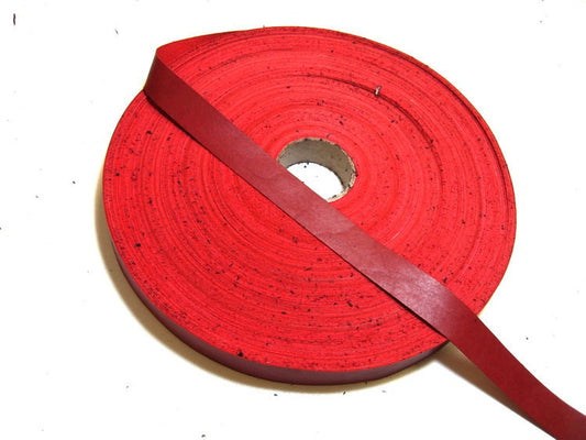 3/4" Flat Cowhide Leather Binding in Fire Red Climax (5 yds) 0750ND9 trim tape; edge binding; leather tape