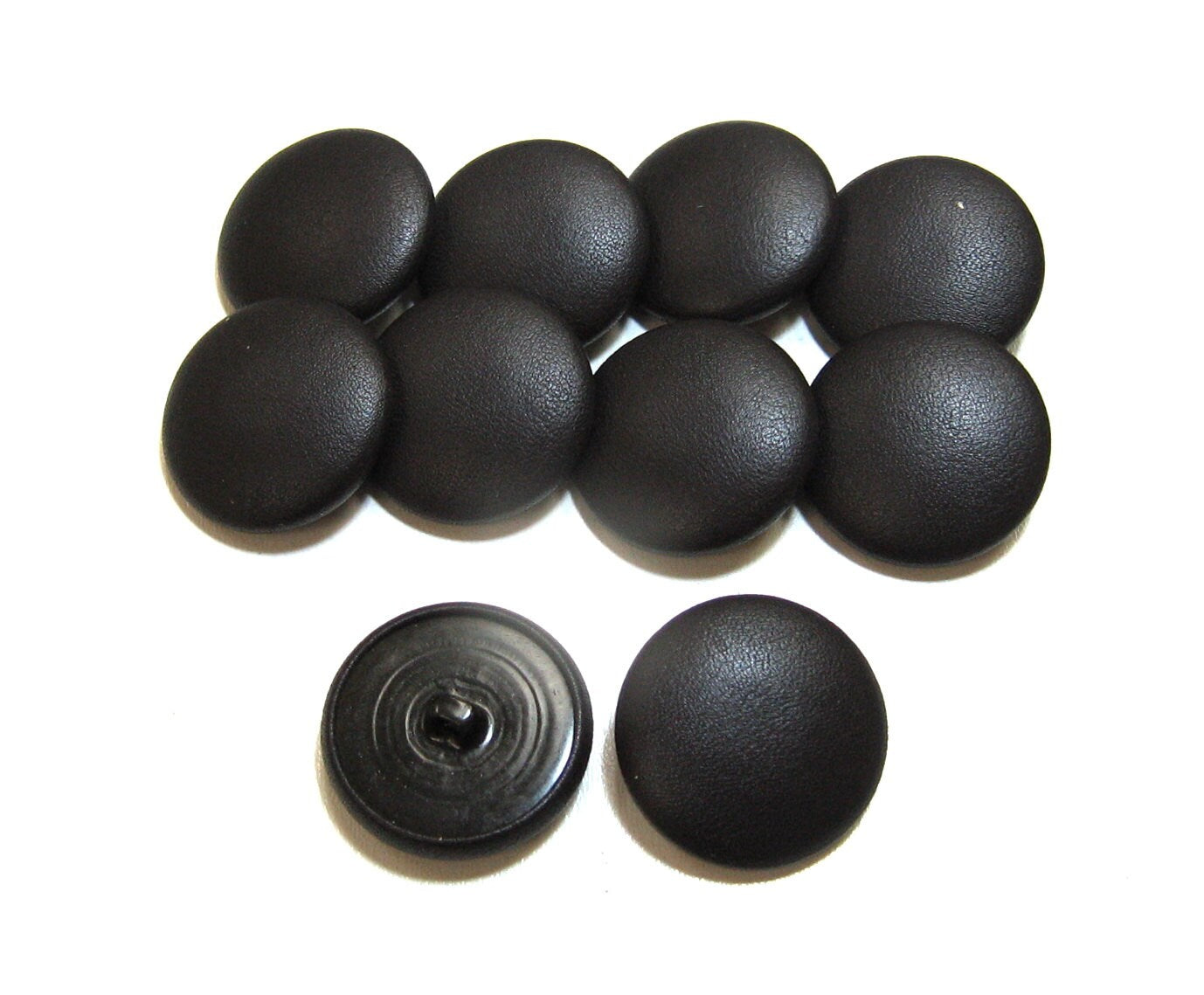 45 Line Cowhide Covered Buttons in Dark Brown 10PC.