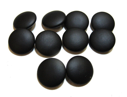 45 Line Cowhide Covered Hopper Back Buttons in Black 10PC.