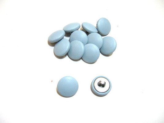 24 Line Cowhide Leather Covered Hopper Back Buttons in Baby Blue 12pc.