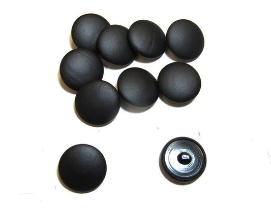 40 Line Cowhide Covered Hopper Back Buttons in Black 10PC.