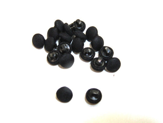 14 Line Fabric Covered Hopper Back Buttons in Black PDS 25PC. (clearance lot)