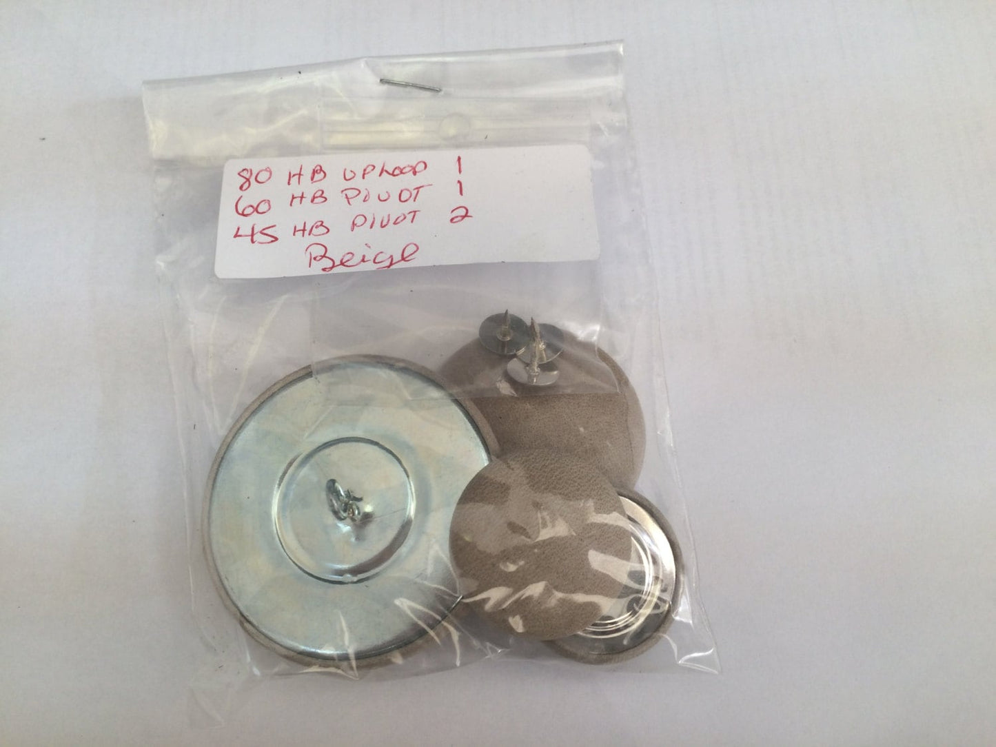 Lot of Beige Leather Covered Buttons