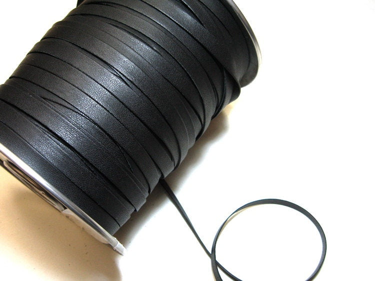 3/8" Cowhide Leather Stripping in Black (5 YDS) 0375DD8  Side-Folded; good as tie cord