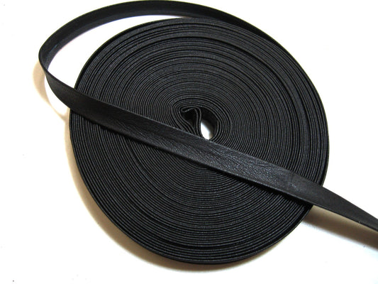 5/8" Double-Folded, Cowhide Strap in Black Duquessa (3 YDS) 0625BDB - No reinforcement